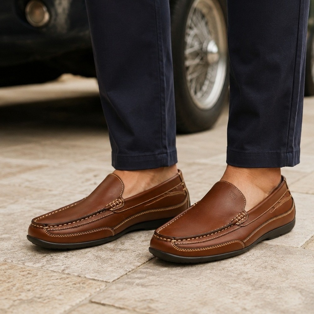 Tommy Hilfiger Dathan Brown Faux Leather Driving Loafers Shoes Mens 8M 41M